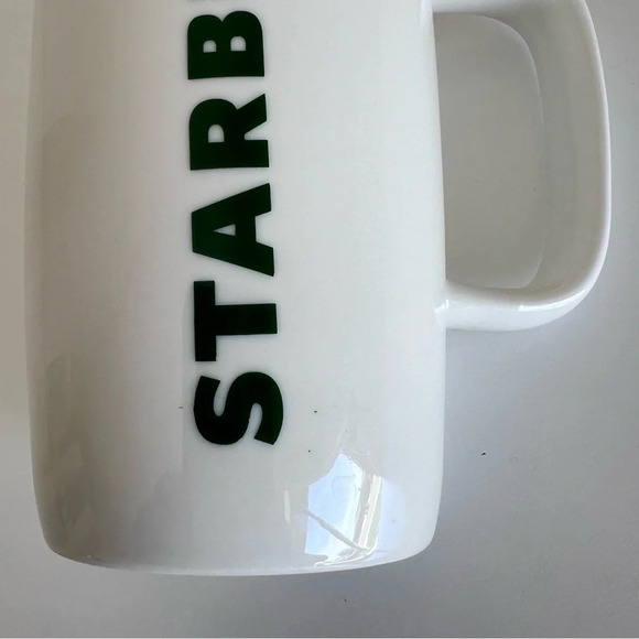 Starbucks Coffee Tea White & Green Spell-out Logo Tall Latte Mug - Picture 8 of 8
